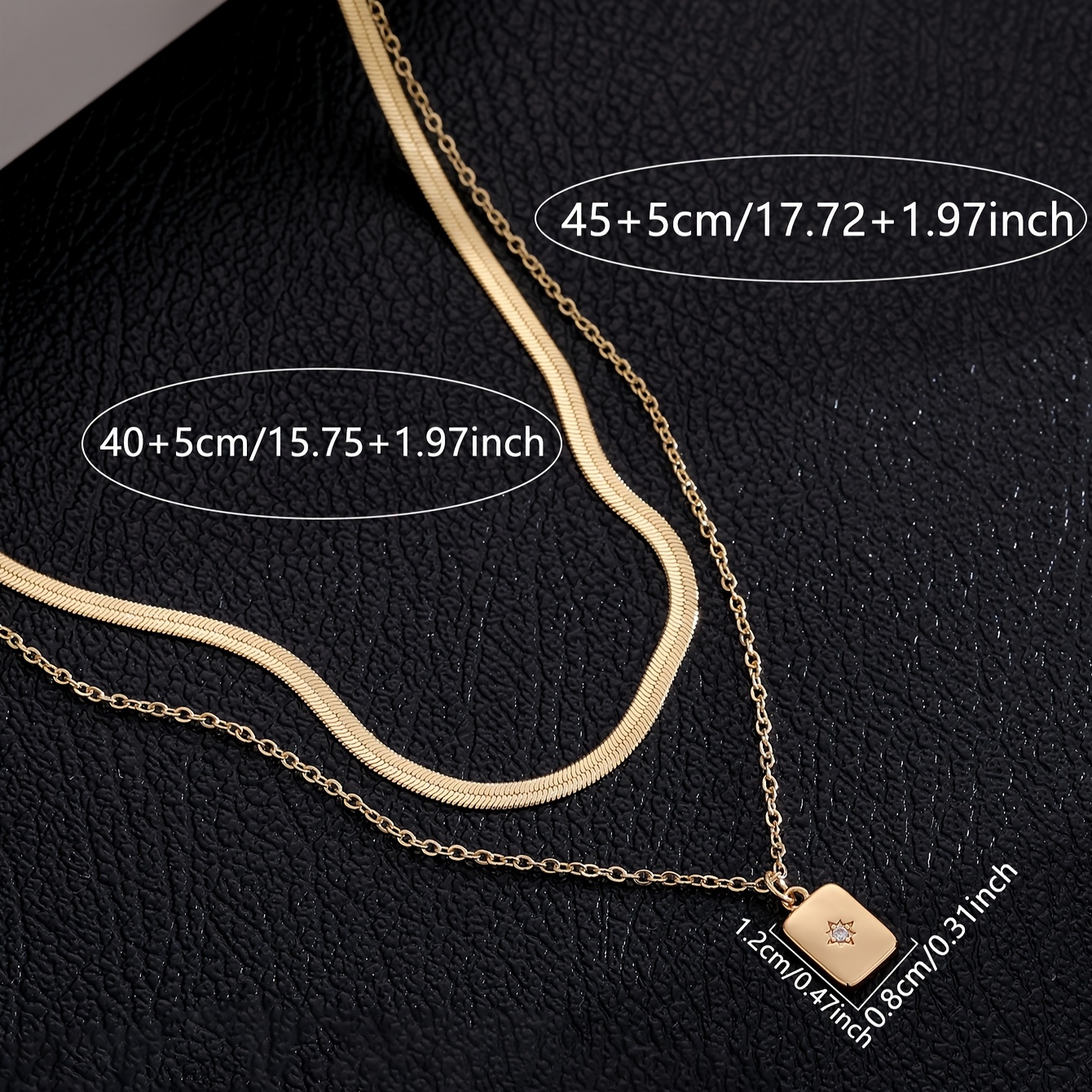 2pcs Golden Wire Zirconia Layered Necklace Set